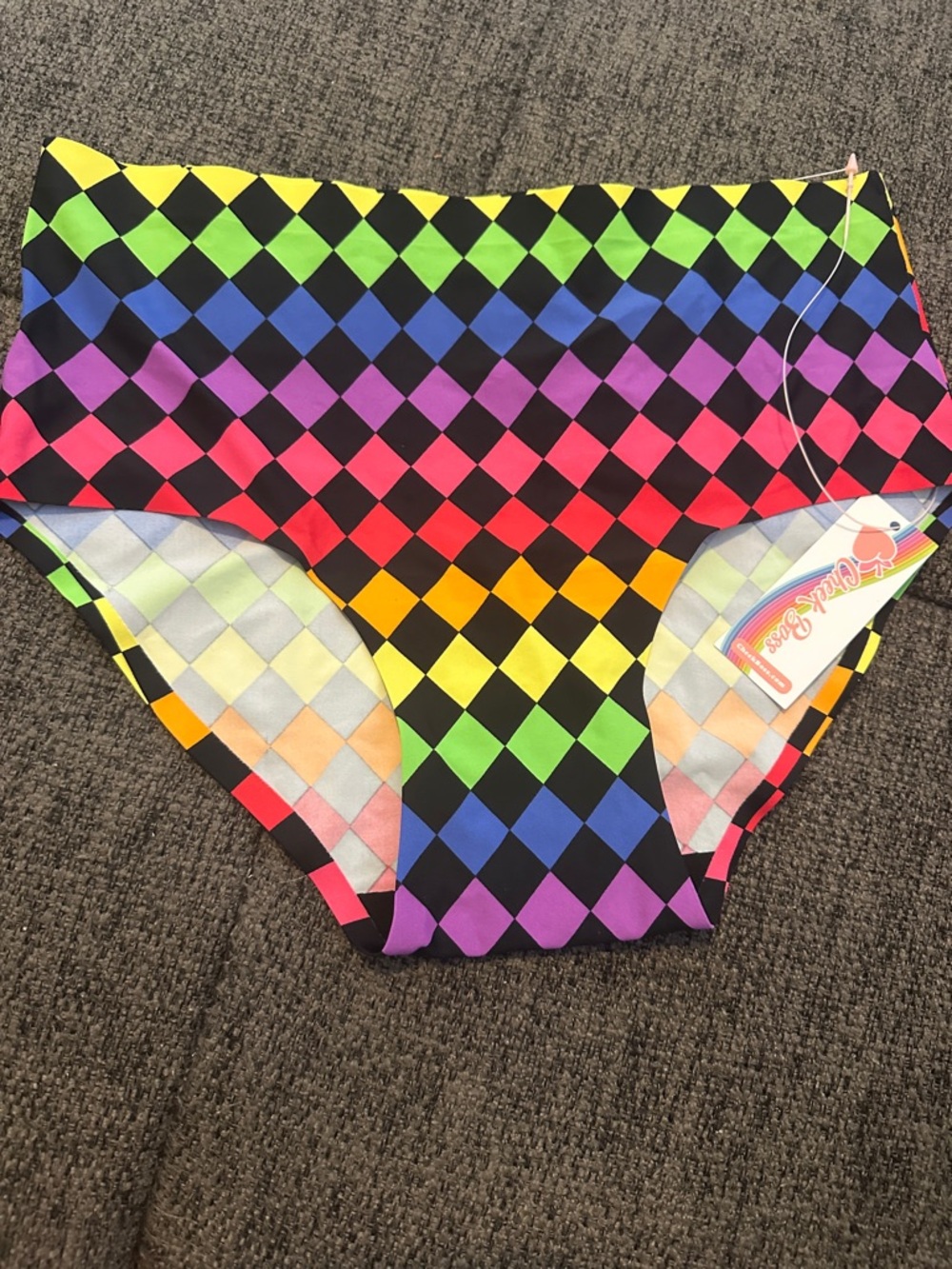 NWT Size Medium Cheek Boss Rainbow Diamond High-Waisted Briefs